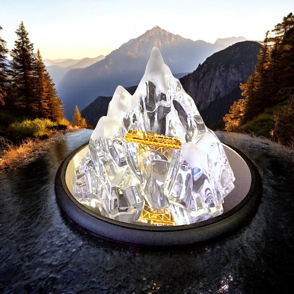 Franklin Mint Crystal Mountain Gold Train w/ Base - Picture 16 of 16